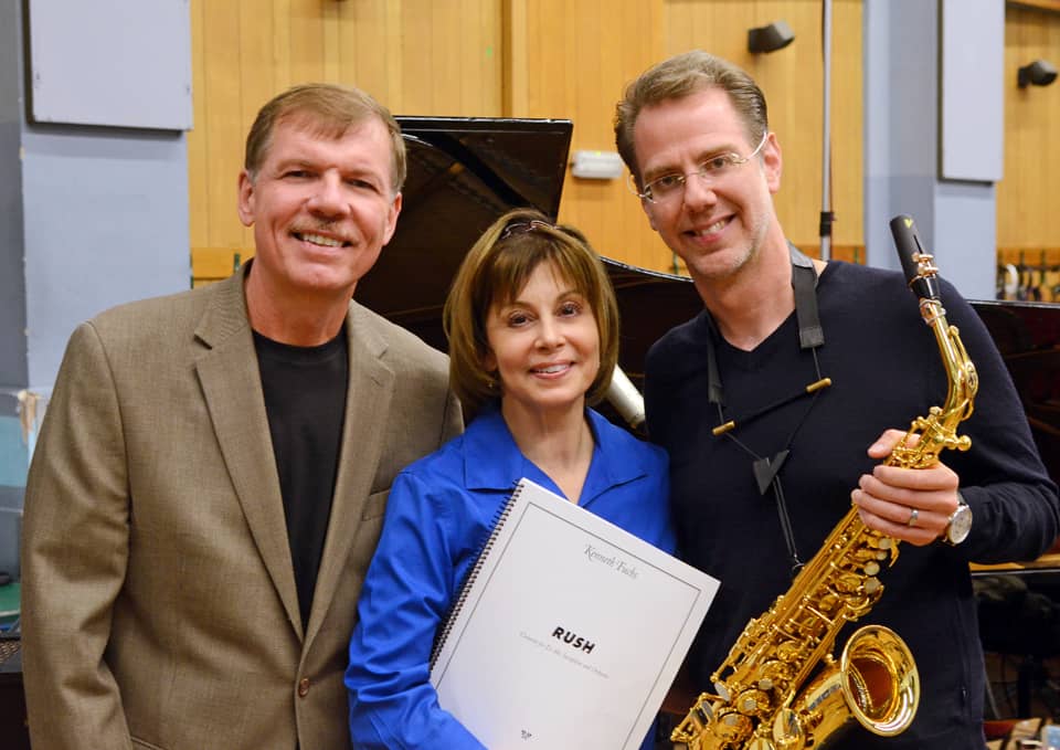Kenneth Fuchs, JoAnn Falletta and Timothy McAllister prior to recording Rush with the LSO, Abbey Road Studio 1, August 21, 2017