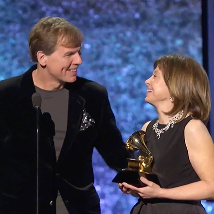 Kenneth Fuchs and JoAnn Falletta accept Grammy Award